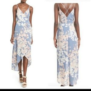 ASTR The Label Floral Asymmetrical Hem Midi Dress